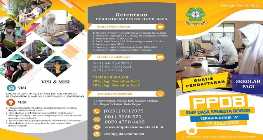 PPDB SMP DASA SEMESTA BOGOR TAHUN PELAJARAN 2022/2023